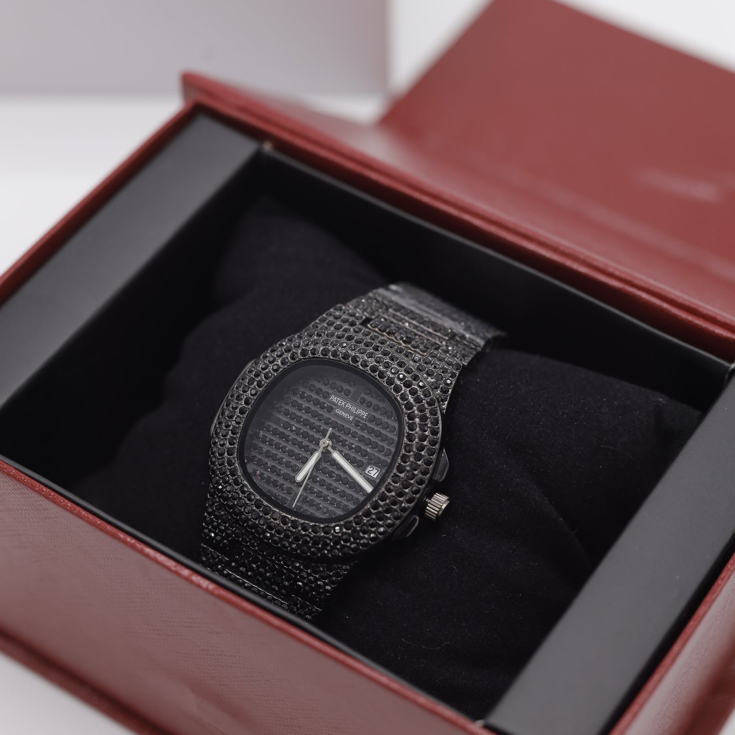 Patek Philippe Nautilus Style Watch - Black Crystals Or Dimonds