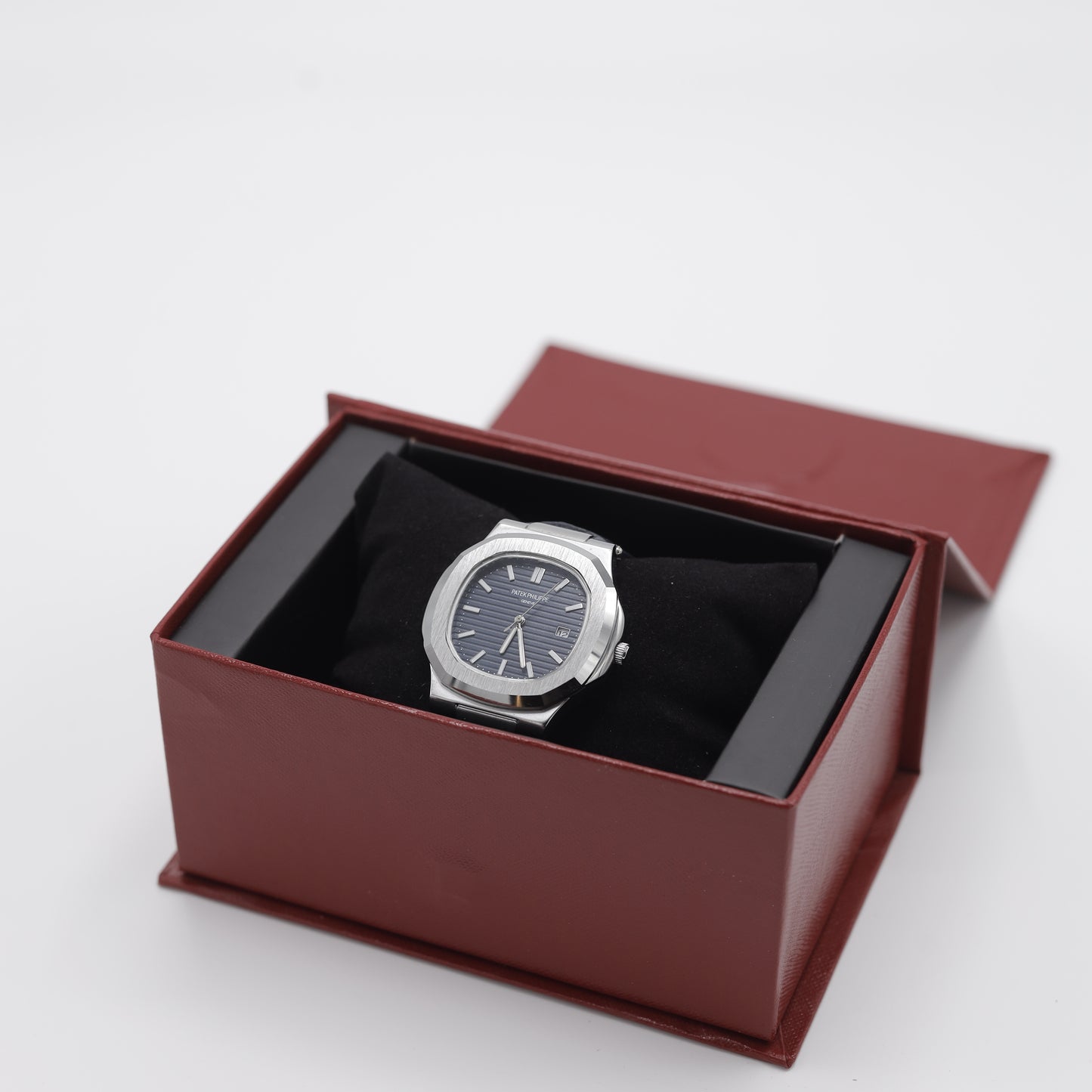 Patek Philippe Nautilus Style Watch - Classic Blue Dial & Leather Strap