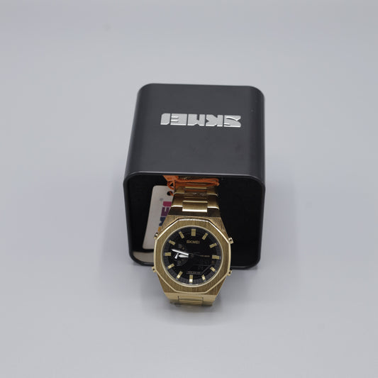 SKMEI Gold Plated Luxury Analog-Digital Watch
