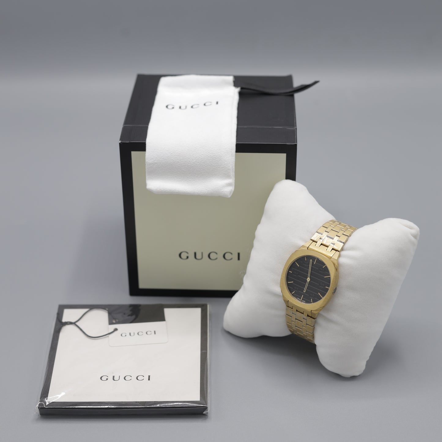 Gucci Gold-Tone Watch with Black Dial