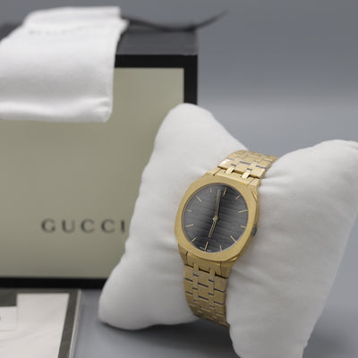 Gucci Gold-Tone Watch with Black Dial