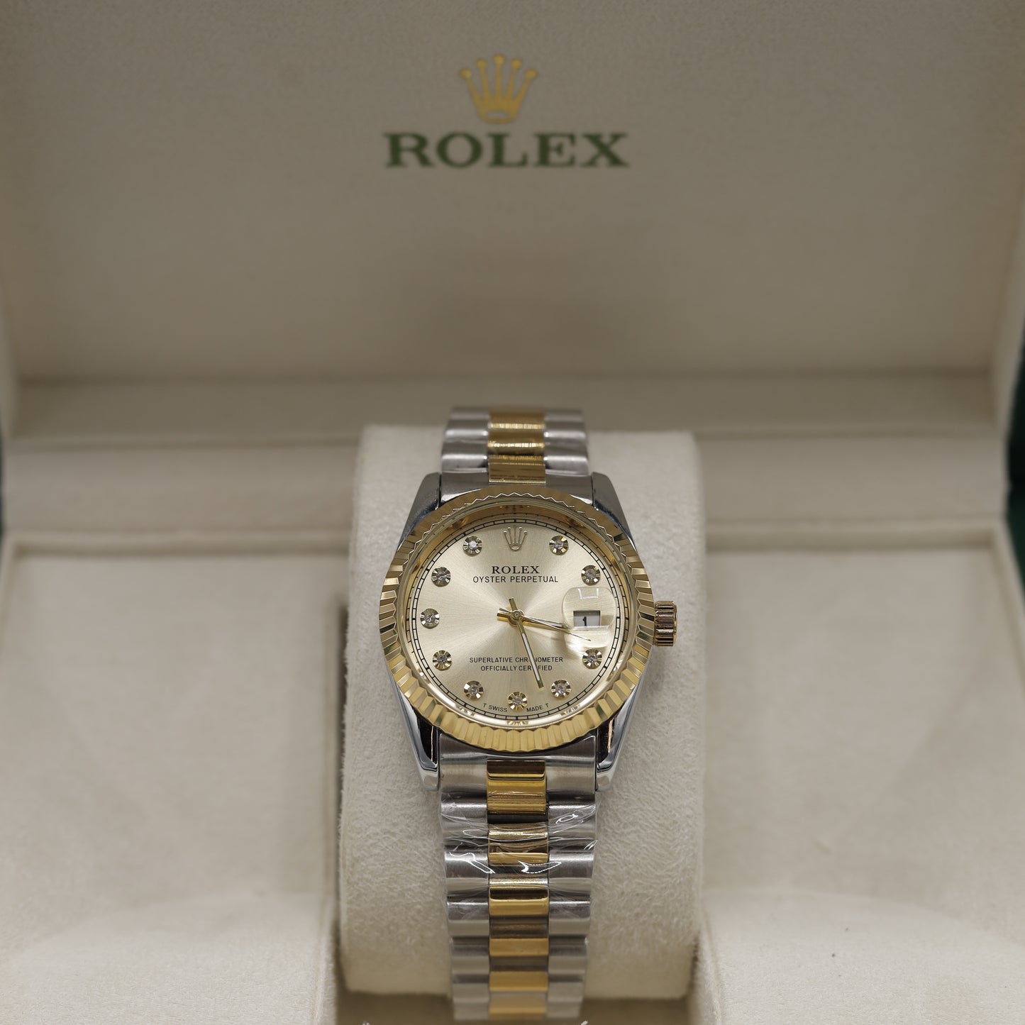 Rolex Oyster Perpetual Datejust - Gold & Silver with Diamond Markers