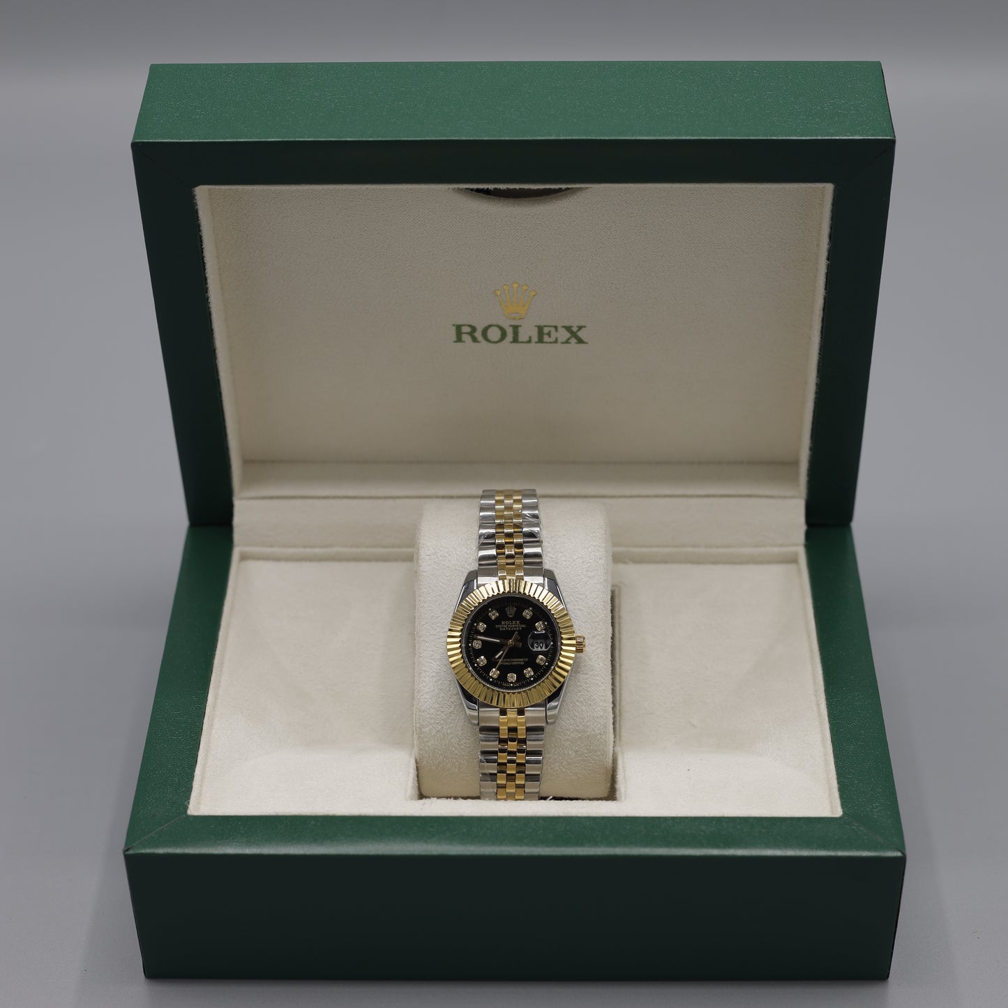 Women's Rolex Datejust Gold & Steel Fluted Bezel Diamond Watch