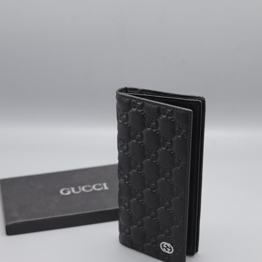 Gucci Microguccissima Long Bifold Wallet - Black Leather
