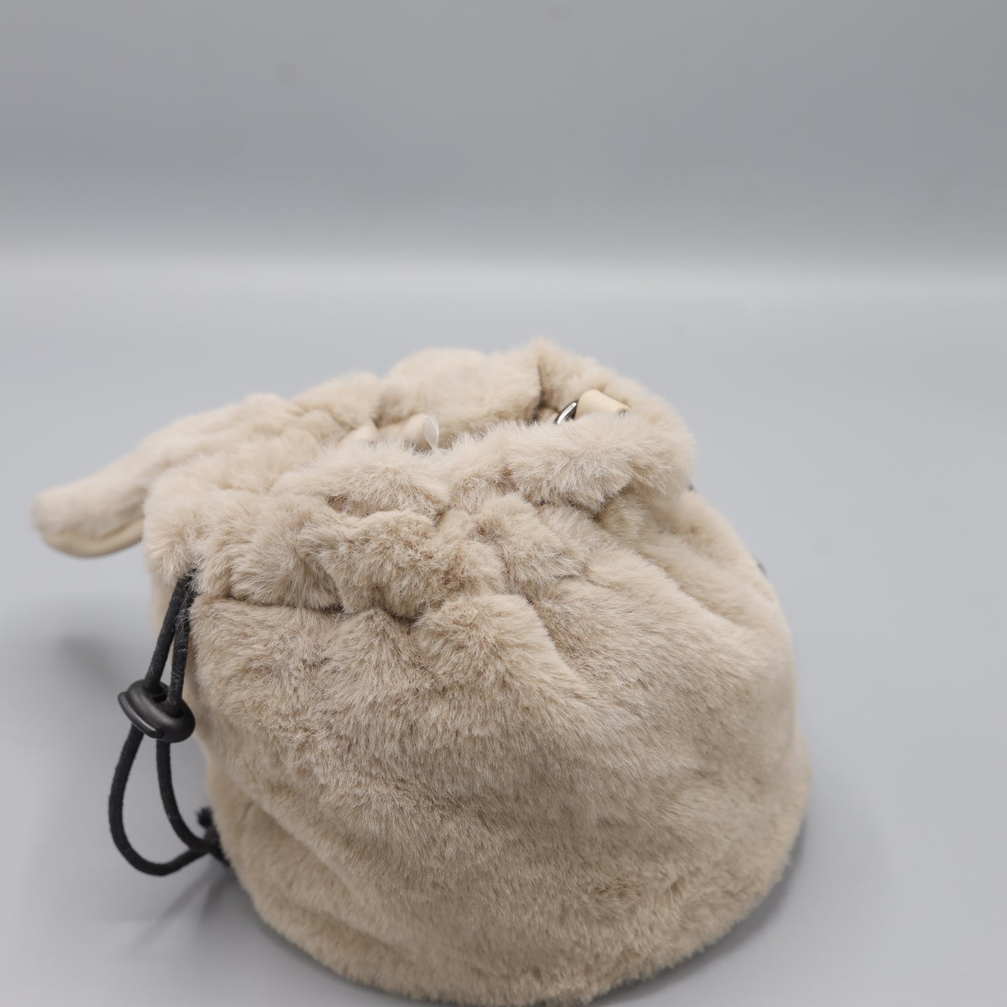 Faux Fur Drawstring Bucket Bag with Ears