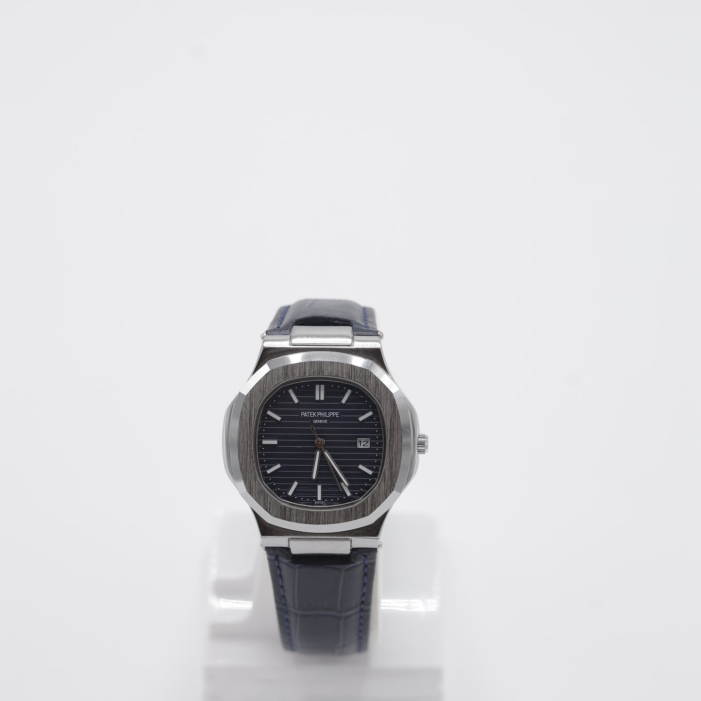 Patek Philippe Nautilus Style Watch - Classic Blue Dial & Leather Strap
