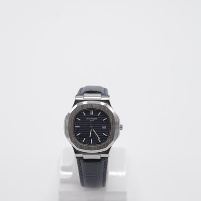 Patek Philippe Nautilus Style Watch - Classic Blue Dial & Leather Strap