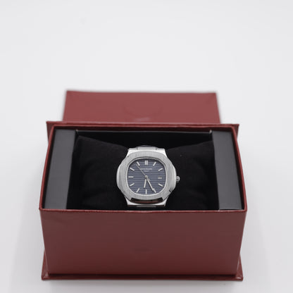 Patek Philippe Nautilus Style Watch - Classic Blue Dial & Leather Strap