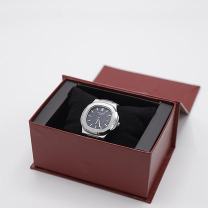 Patek Philippe Nautilus Style Watch - Classic Blue Dial & Leather Strap