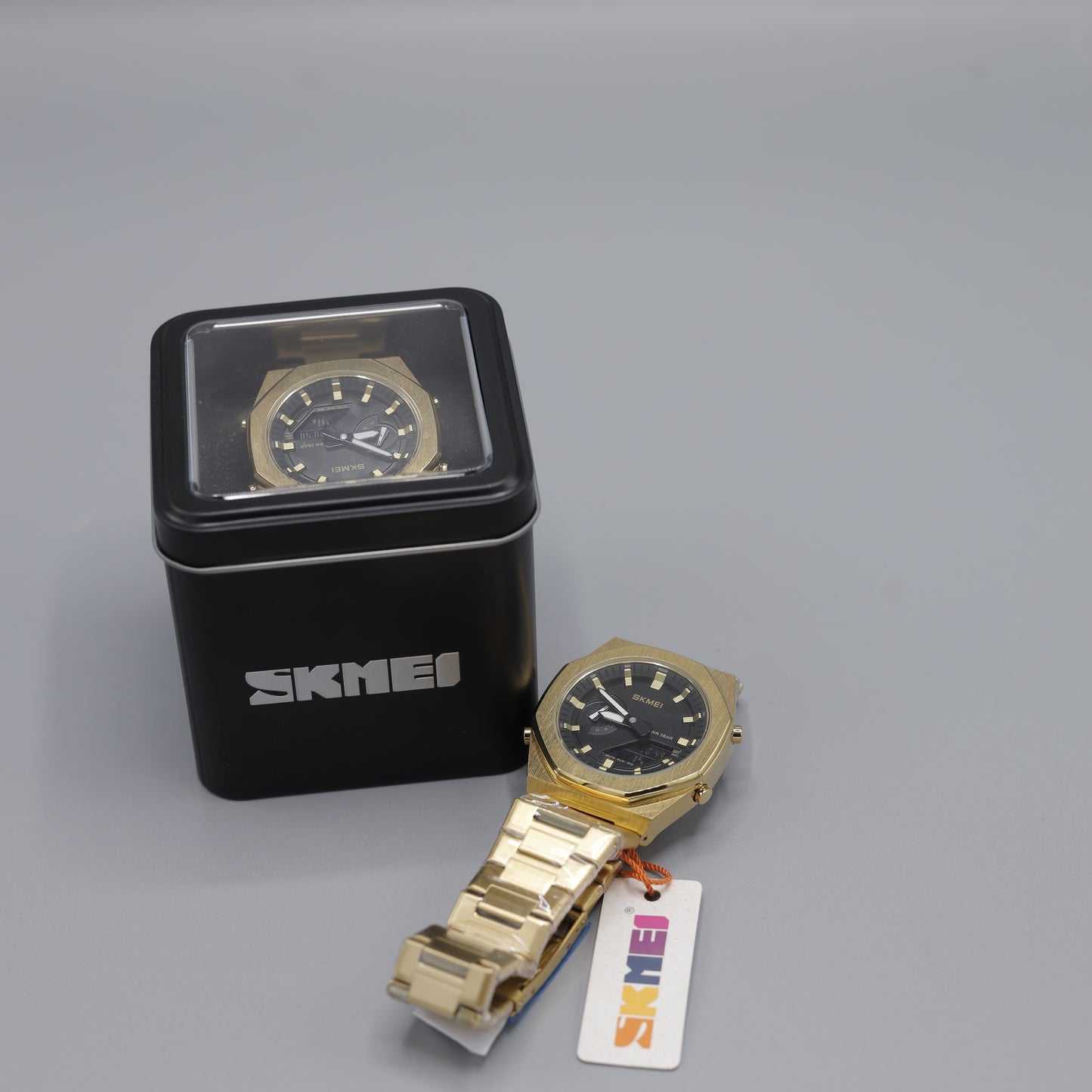 SKMEI Gold Plated Luxury Analog-Digital Watch