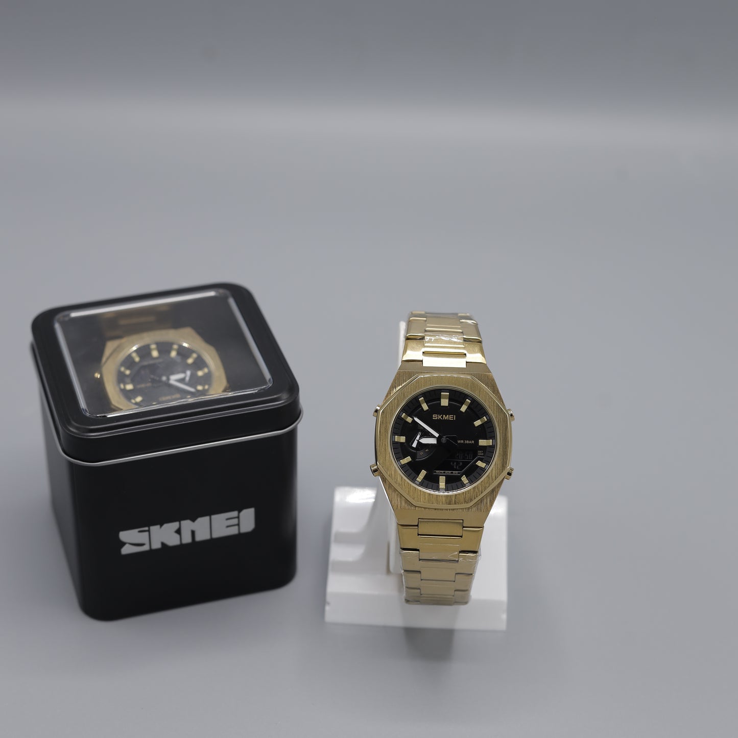 SKMEI Gold Plated Luxury Analog-Digital Watch