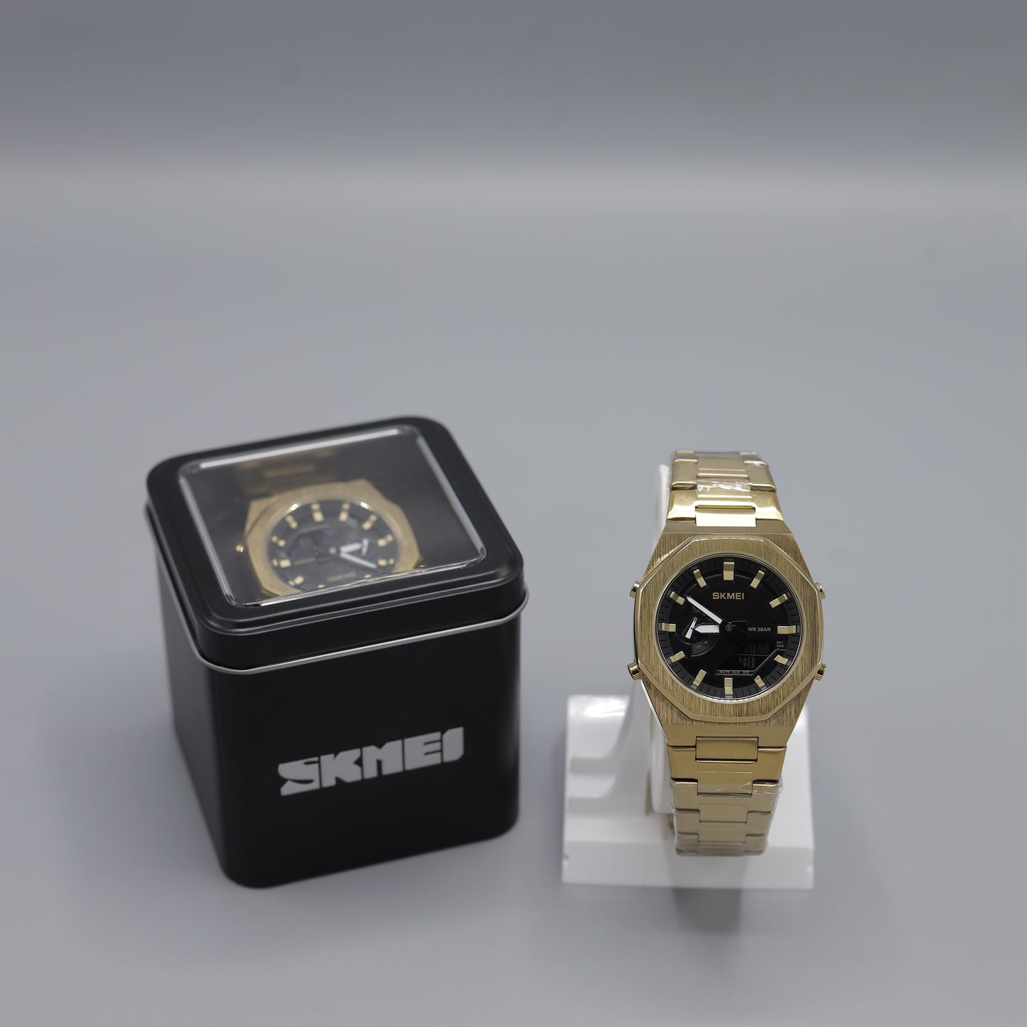 SKMEI Gold Plated Luxury Analog-Digital Watch