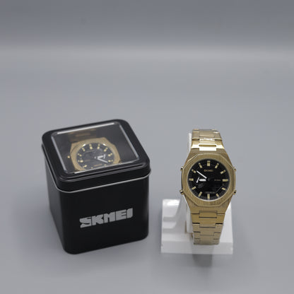 SKMEI Gold Plated Luxury Analog-Digital Watch