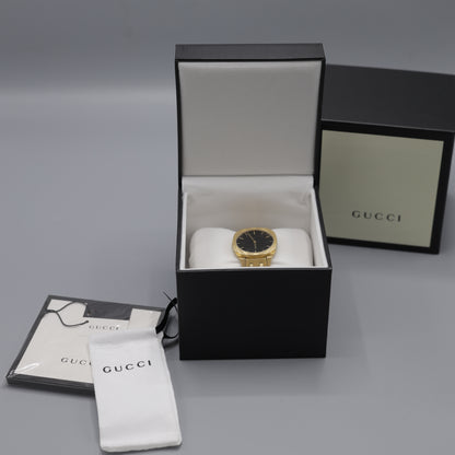 Gucci Gold-Tone Watch with Black Dial