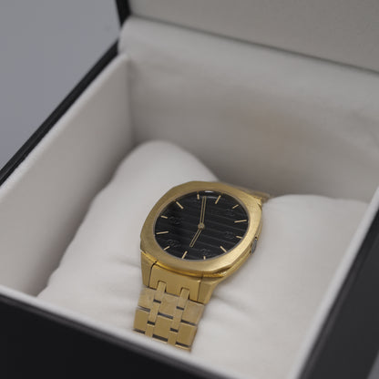 Gucci Gold-Tone Watch with Black Dial