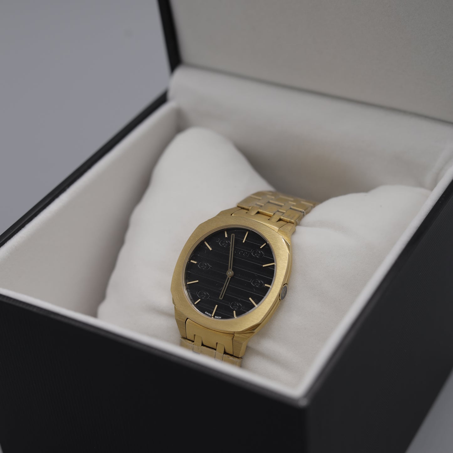 Gucci Gold-Tone Watch with Black Dial