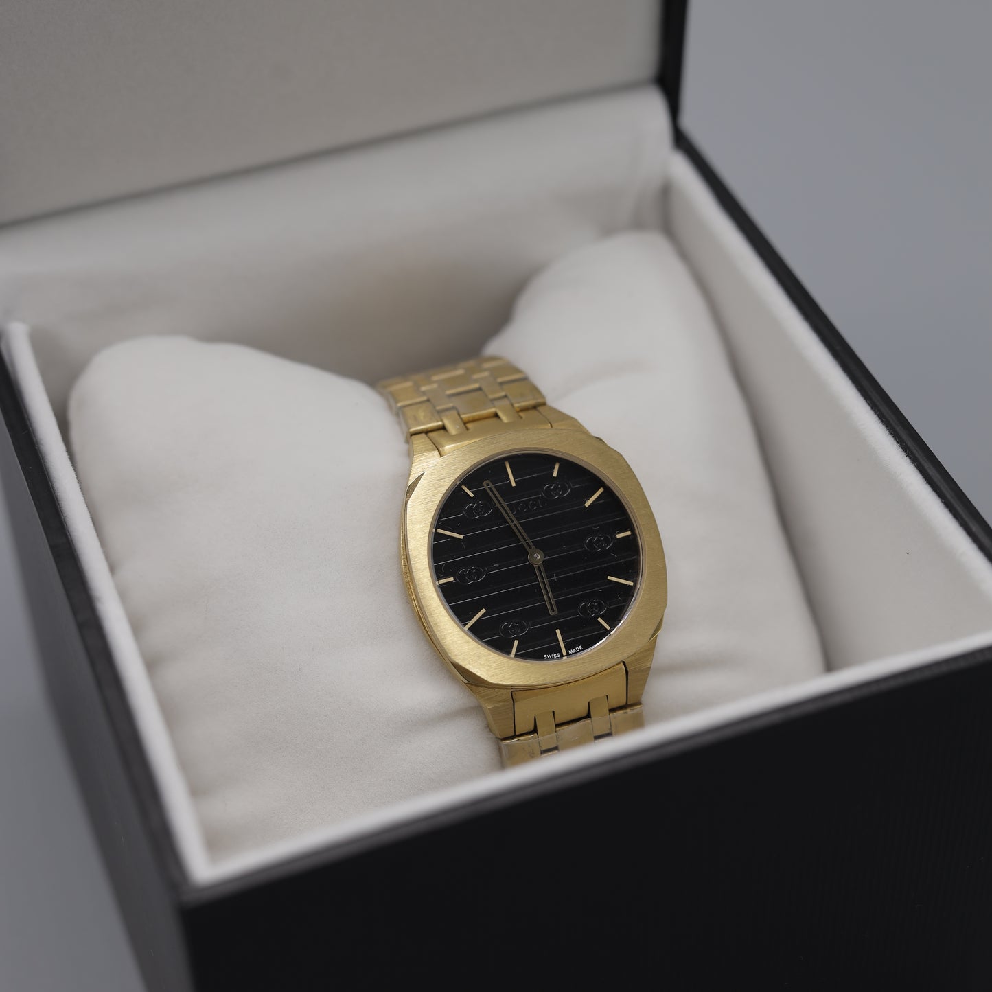 Gucci Gold-Tone Watch with Black Dial