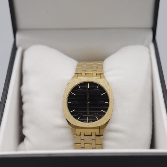 Gucci Gold-Tone Watch with Black Dial