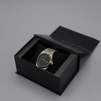 Tissot PRX Quartz Men's Watch - Two-Tone Gold & Silver with Black Dial