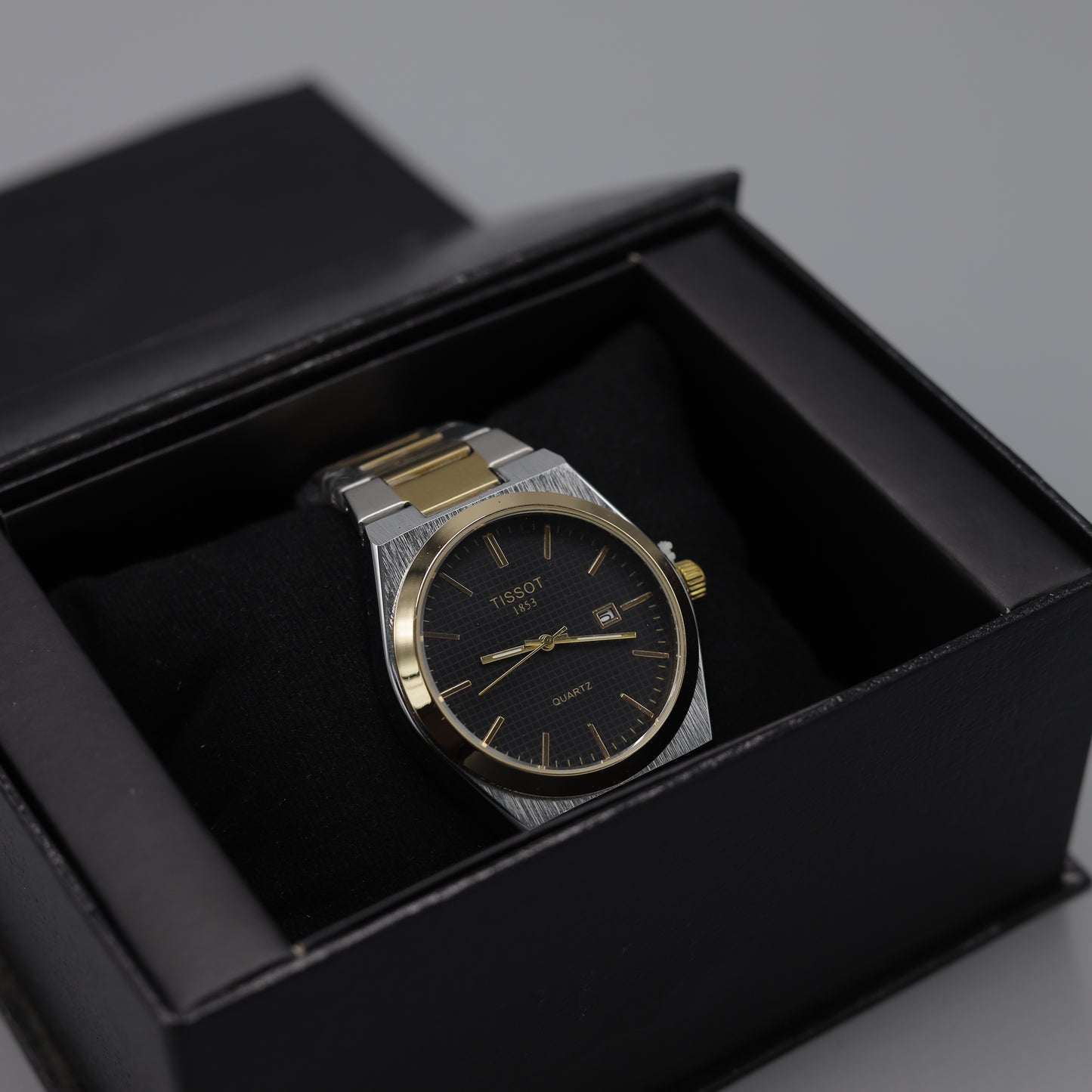 Tissot PRX Quartz Men's Watch - Two-Tone Gold & Silver with Black Dial