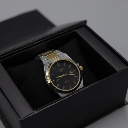 Tissot PRX Quartz Men's Watch - Two-Tone Gold & Silver with Black Dial