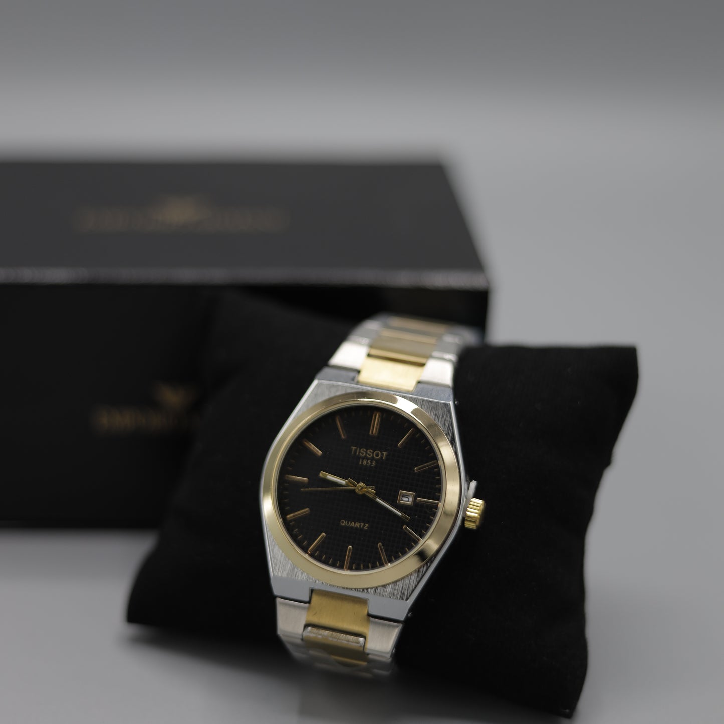 Tissot PRX Quartz Men's Watch - Two-Tone Gold & Silver with Black Dial