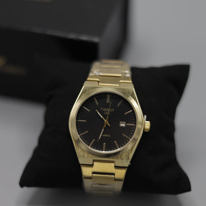 Tissot PRX Yellow Gold Black Dial Quartz Watch.