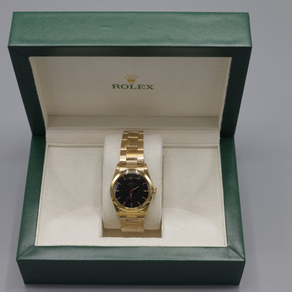 Rolex Oyster Perpetual Gold Watch with Black Dial