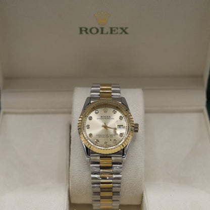Rolex Oyster Perpetual Datejust - Gold & Silver with Diamond Markers