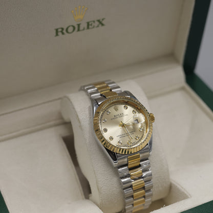 Rolex Oyster Perpetual Datejust - Gold & Silver with Diamond Markers