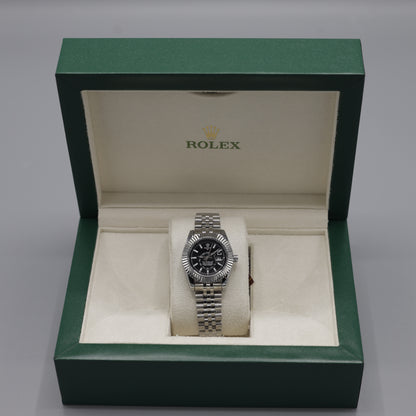 Rolex Sky-Dweller White Rolesor Black Dial Jubilee Bracelet