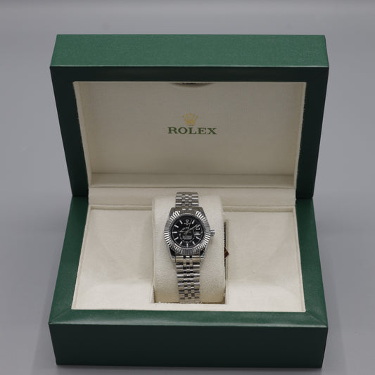 Rolex Sky-Dweller White Rolesor Black Dial Jubilee Bracelet