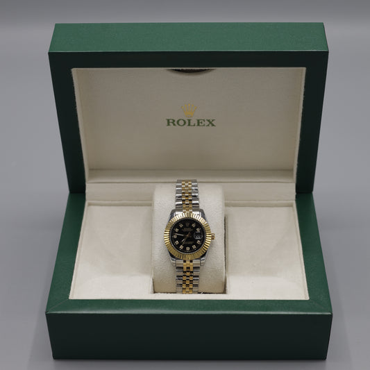 Women's Rolex Datejust Gold & Steel Fluted Bezel Diamond Watch