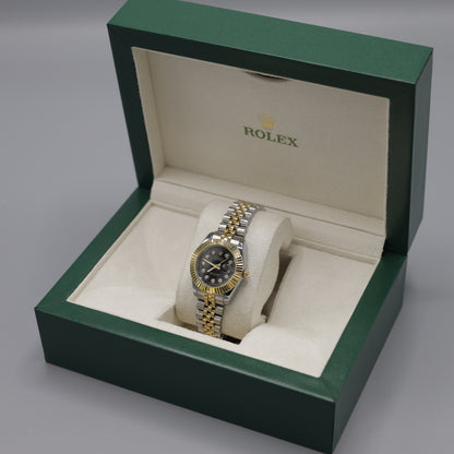 Women's Rolex Datejust Gold & Steel Fluted Bezel Diamond Watch