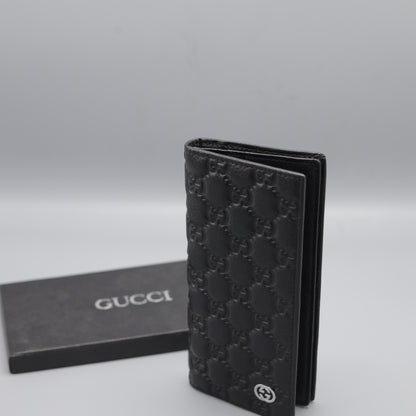 Gucci Microguccissima Long Bifold Wallet - Black Leather