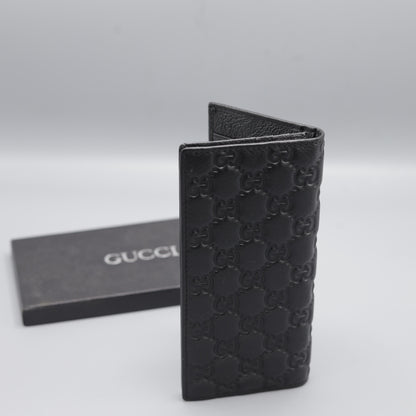 Gucci Microguccissima Long Bifold Wallet - Black Leather