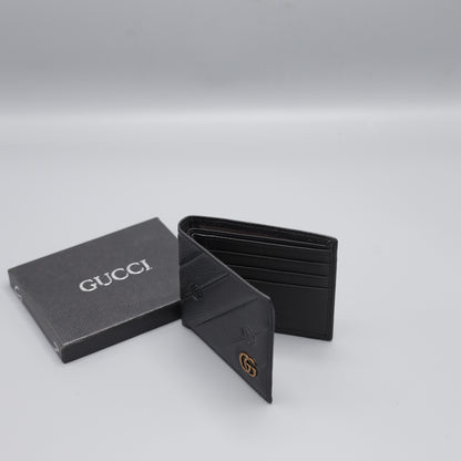 Gucci Black Leather Bifold Wallet – GG Logo Design