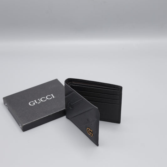 Gucci Black Leather Bifold Wallet – GG Logo Design