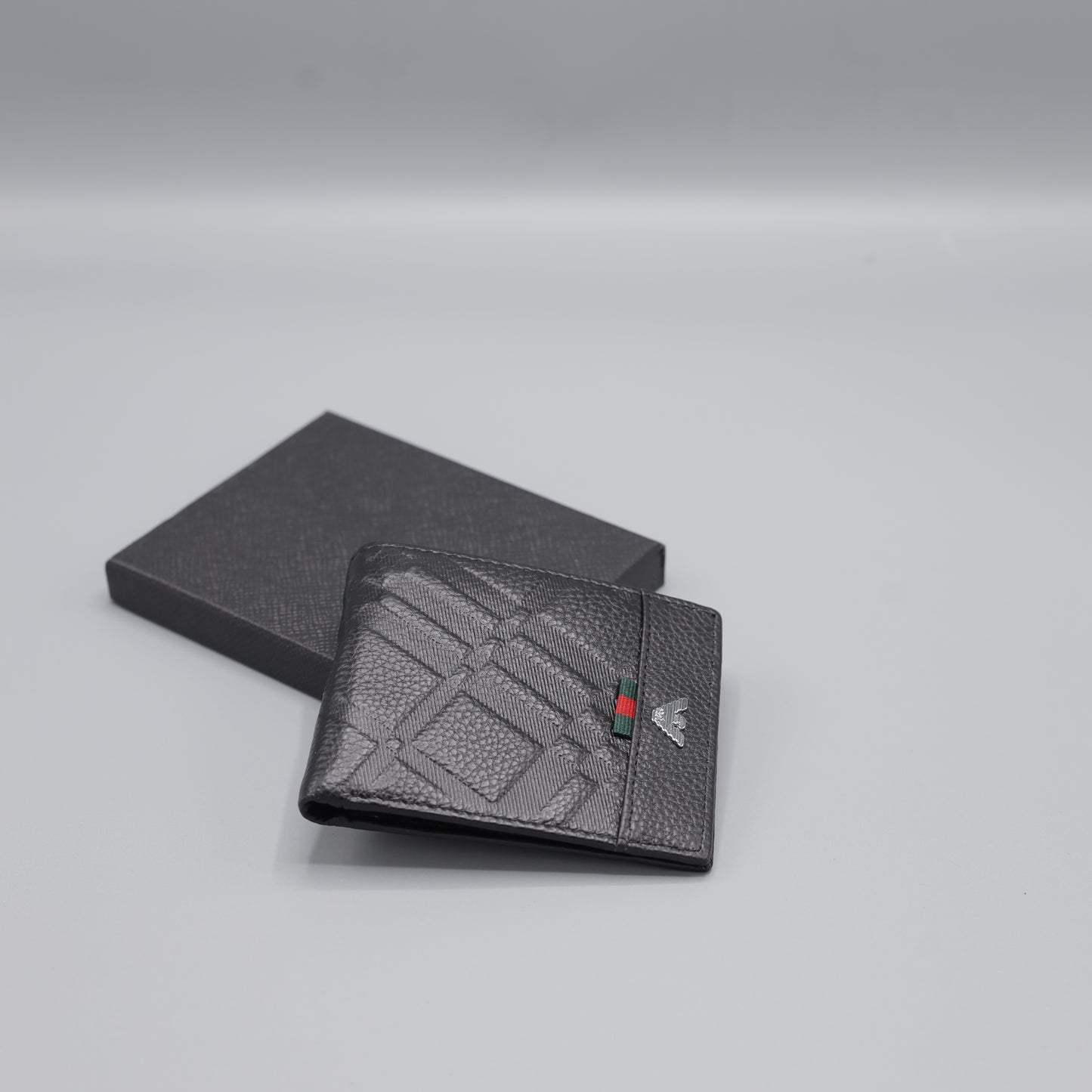 Giorgio Armani Luxury Black Leather Bifold Wallet