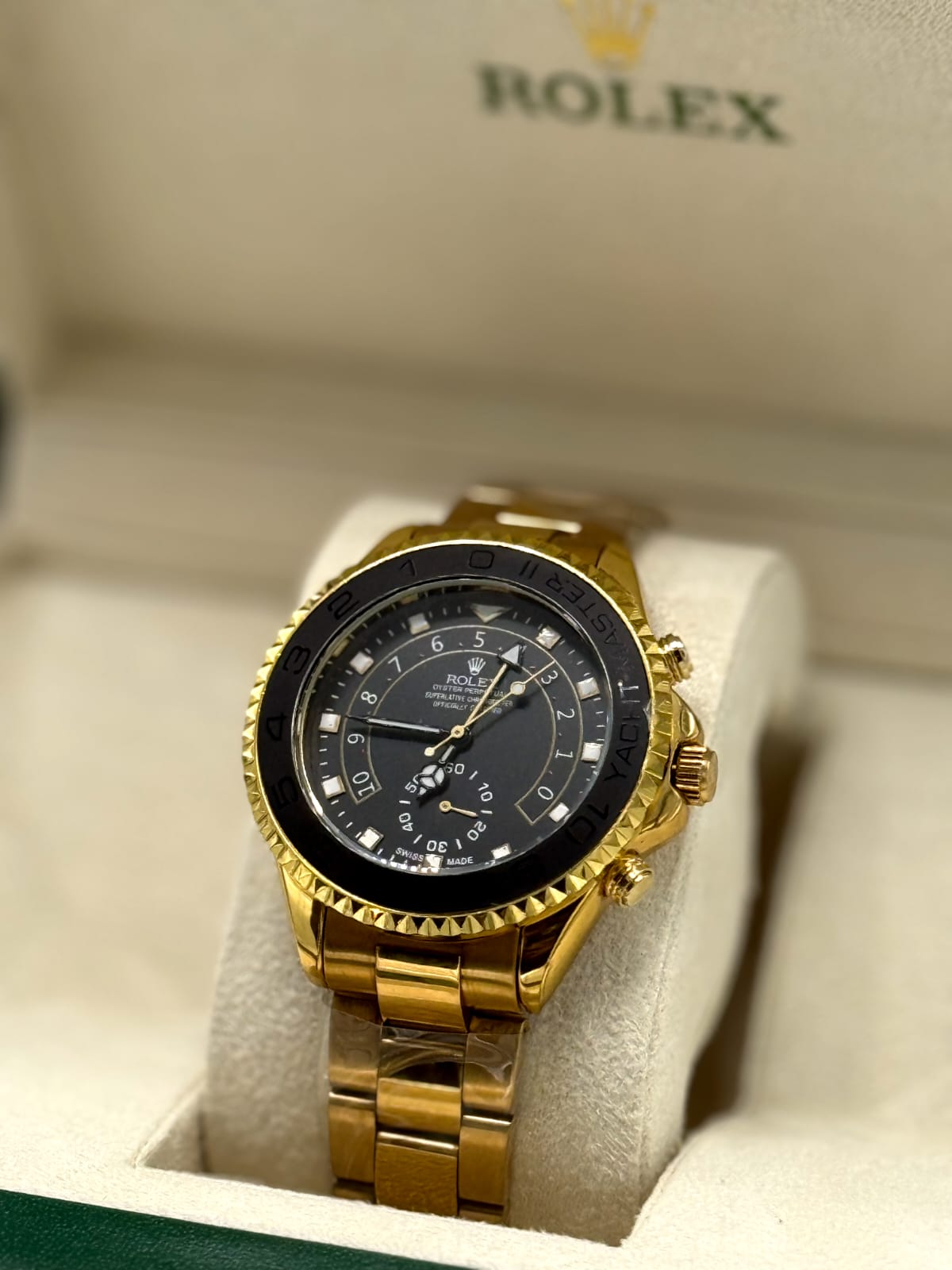 Rolex Yacht-Master Gold and Black Dial Automatic Watch